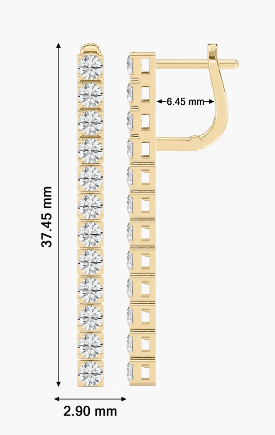 Natural Straight Drop 2ct. Earrings
