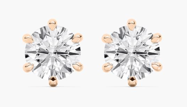 Lab-Grown 4ct. Six Prong Round Studs