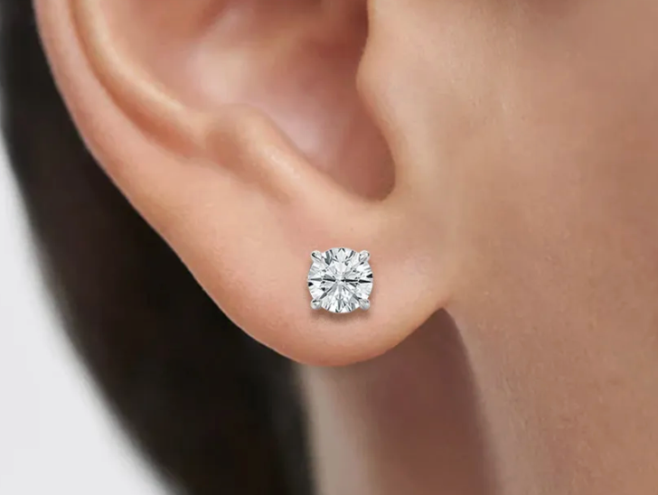 Natural 2ct. Round Studs With Hidden Halo