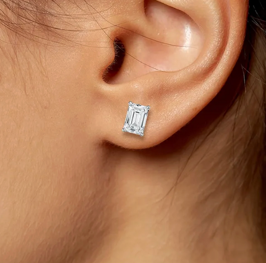 Lab-Grown 4ct. Emerald Studs