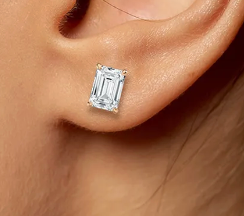 Lab-Grown 4ct. Emerald Studs