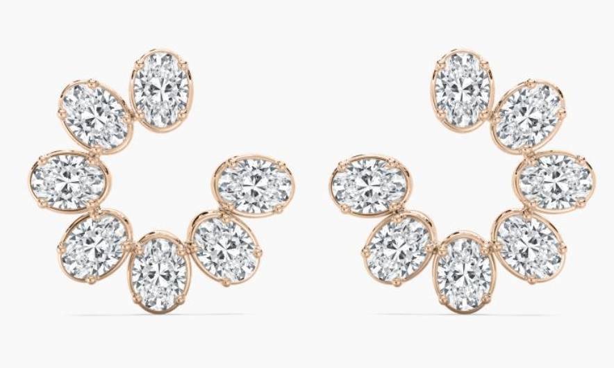 Lab-Grown Oval Broken Flower Studs