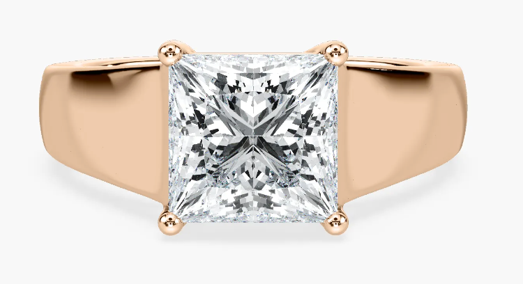 Mens Natural 3ct. Princess Cut Solitaire Ring