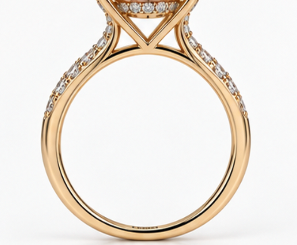 Champagne 2ct. Marquise Pavé With Hidden Halo Engagement Ring