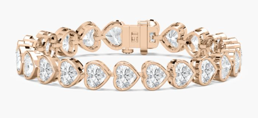 Lab-Grown Heart Cut Bezel Set Tennis Bracelet 23ct.