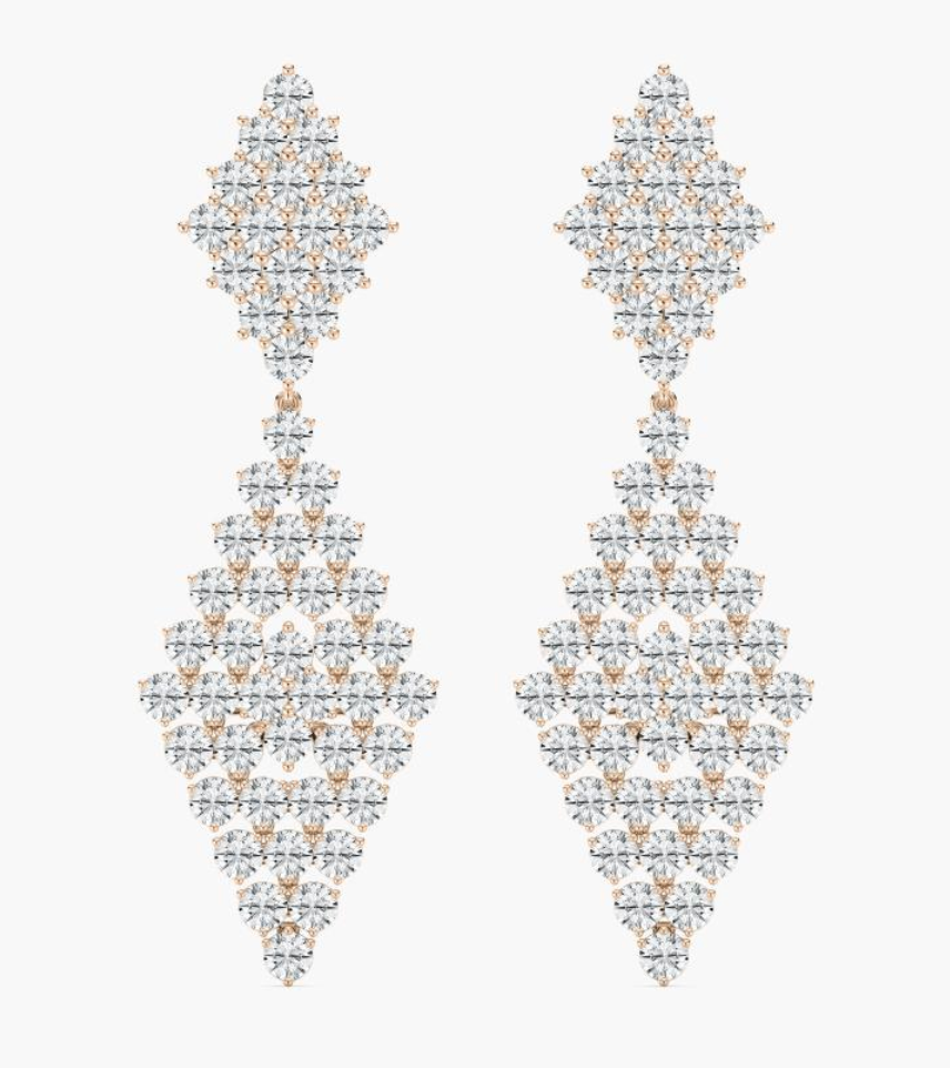 Natural Scattered Double Diamond Hanging Earrings