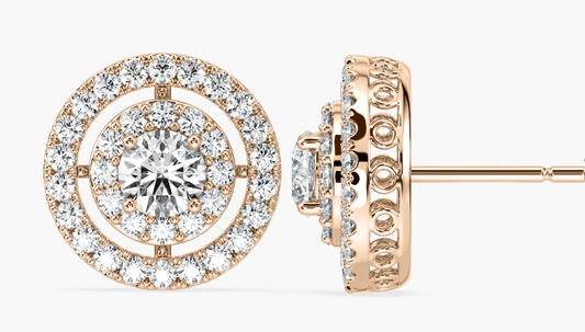 Lab-Grown Double Halo 2ct. Round Studs