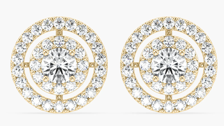 Lab-Grown Double Halo 2ct. Round Studs