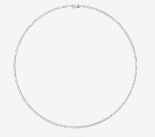 Lab-Grown 10ct. Round Straight Tennis Necklace