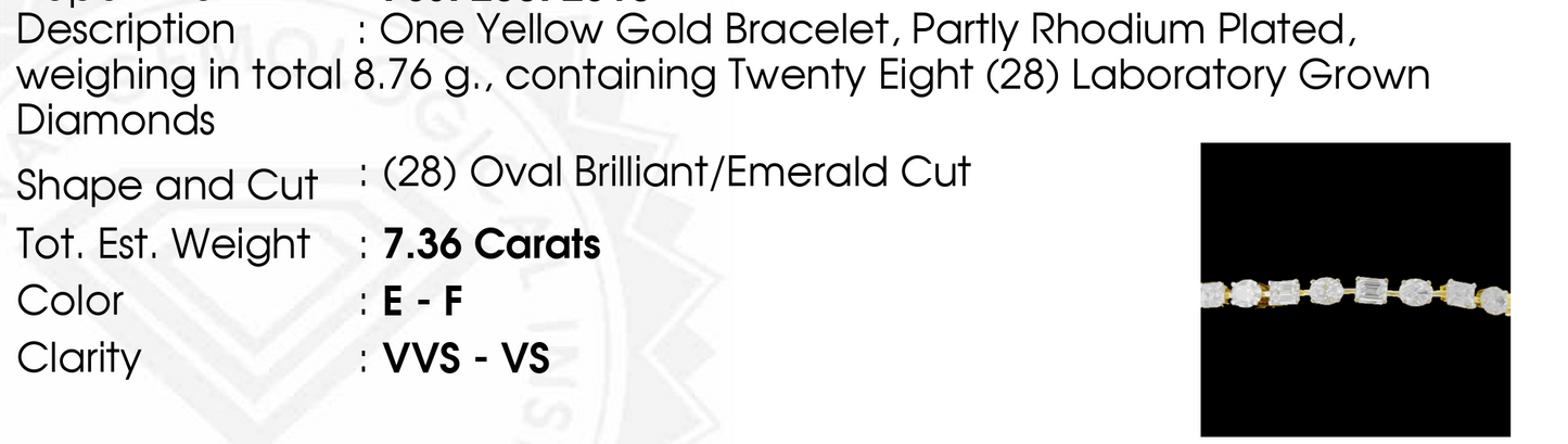 Lab-Grown 7ct. Oval & Emerald Cut Tennis Bracelet