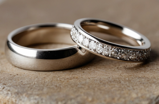 His & Hers Plain & Channel Set Wedding Bands