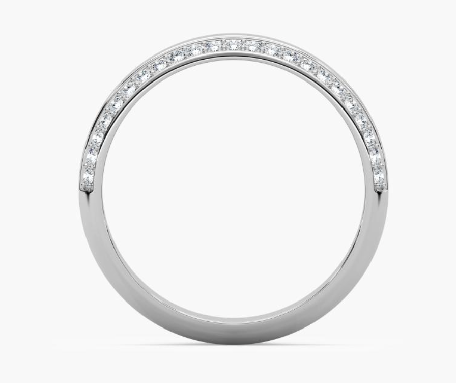 Mens Half Round Natural Double Row Diamond Wedding Band