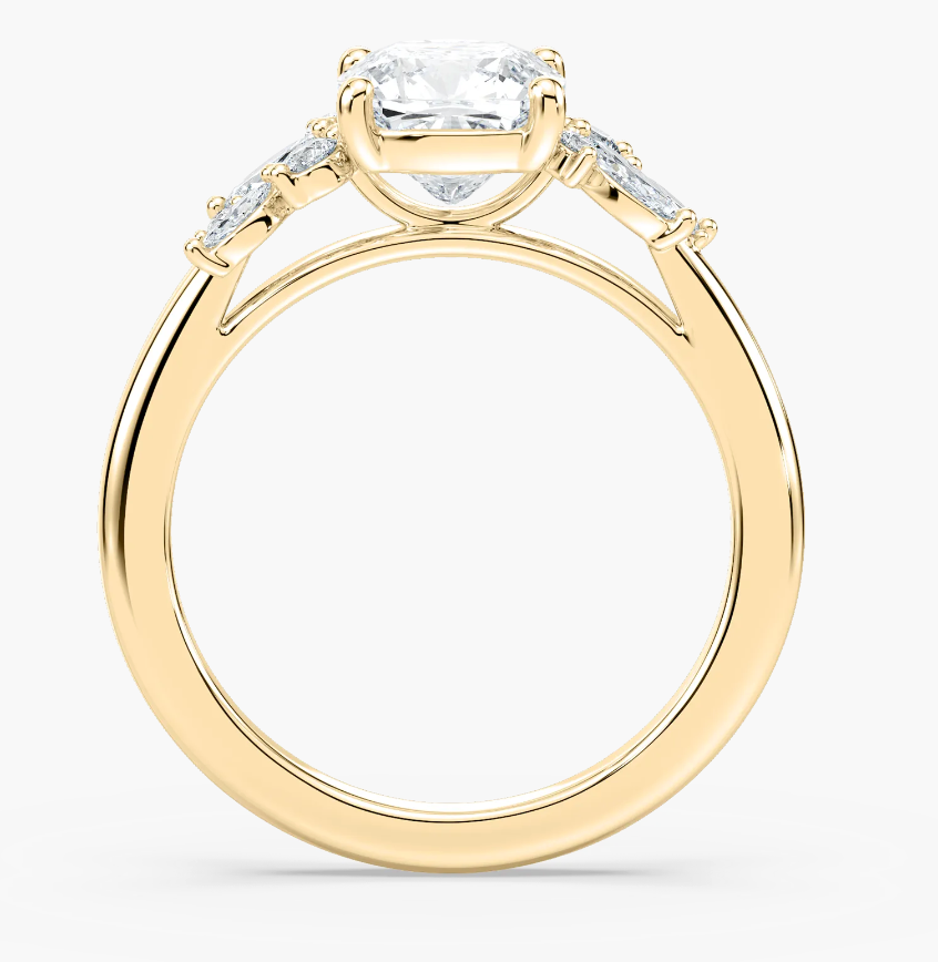 Natural Cushion Cut 2ct. Mixed Floral Engagement Ring