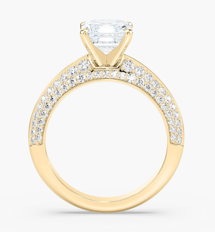 Natural Asscher Cut 2ct. 4 Row Pavé Engagement Ring