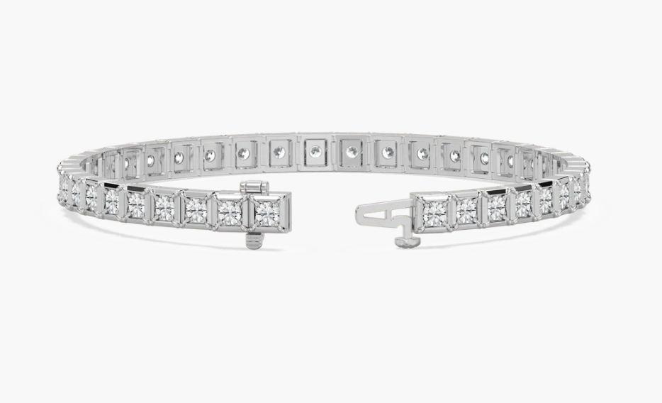 Lab-Grown Mens Flexible Round Diamonds Square Set Bracelet