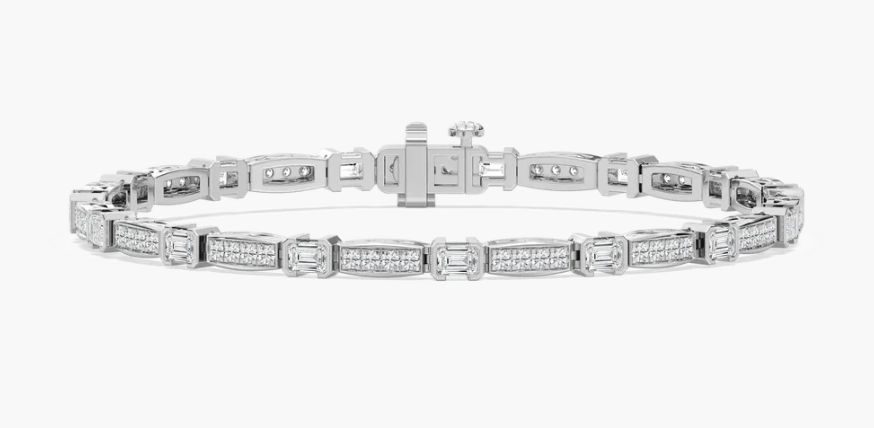 Natural Flexible Dash Emerald and Round Cut Bracelet