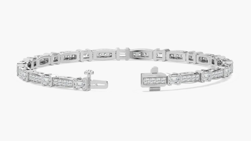 Natural Flexible Dash Emerald and Round Cut Bracelet