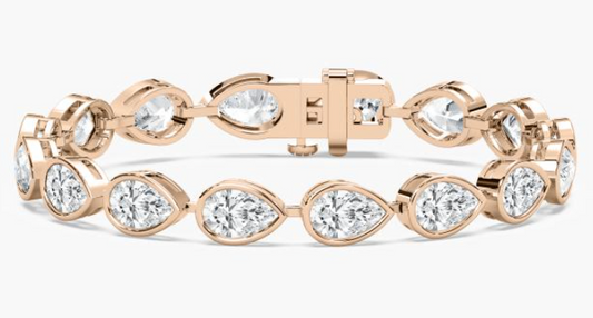 Lab-Grown Pear Cut Bezel Set Tennis Bracelet 16ct.
