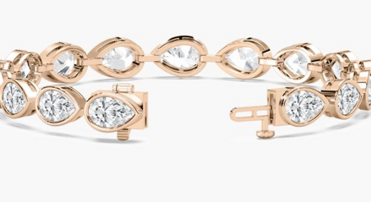 Lab-Grown Pear Cut Bezel Set Tennis Bracelet 16ct.
