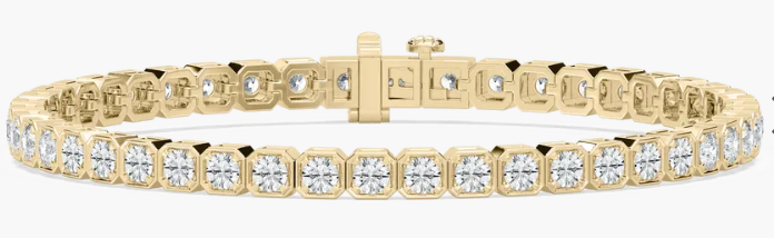 Lab-Grown Bezel Set Round Cut Tennis Bracelet 6ct