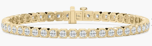 Lab-Grown Bezel Set Round Cut Tennis Bracelet 6ct