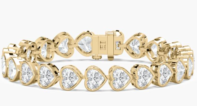 Lab-Grown Heart Cut Bezel Set Tennis Bracelet 23ct.