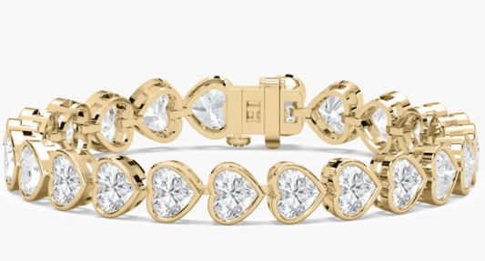 Lab-Grown Heart Cut Bezel Set Tennis Bracelet 23ct.