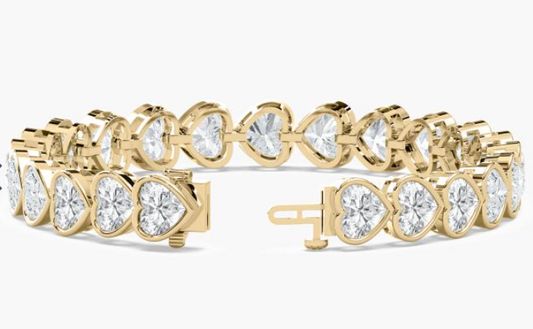 Lab-Grown Heart Cut Bezel Set Tennis Bracelet 23ct.