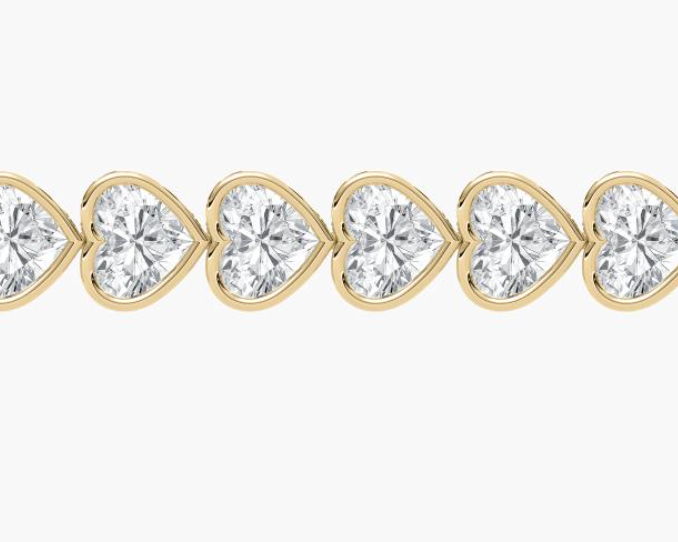 Lab-Grown Heart Cut Bezel Set Tennis Bracelet 23ct.