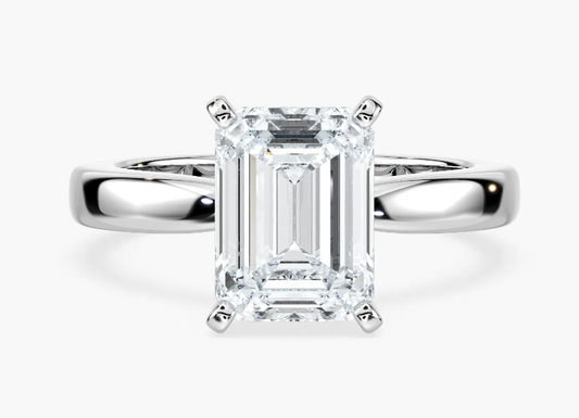 Lab-Grown 3 Ct. Emerald Cut Cigar Solitaire Engagement Ring
