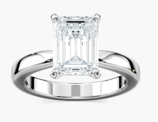 Lab-Grown 3 Ct. Emerald Cut Cigar Solitaire Engagement Ring
