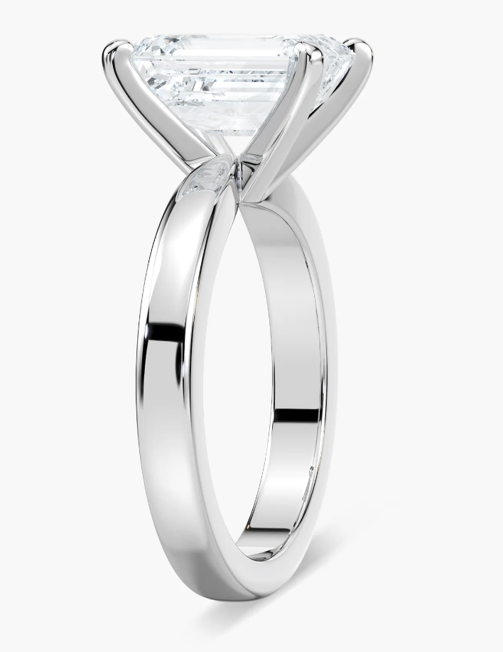 Lab-Grown 3 Ct. Emerald Cut Cigar Solitaire Engagement Ring