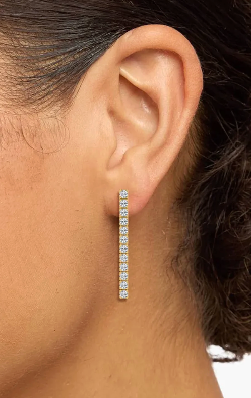 Natural Straight Drop 2ct. Earrings