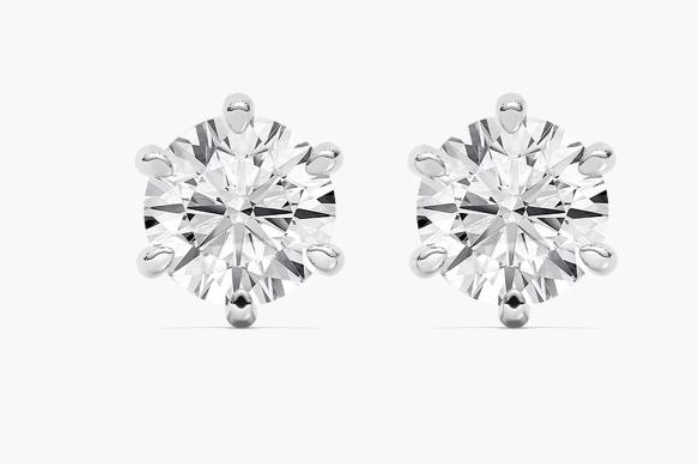 Lab-Grown 4ct. Six Prong Round Studs