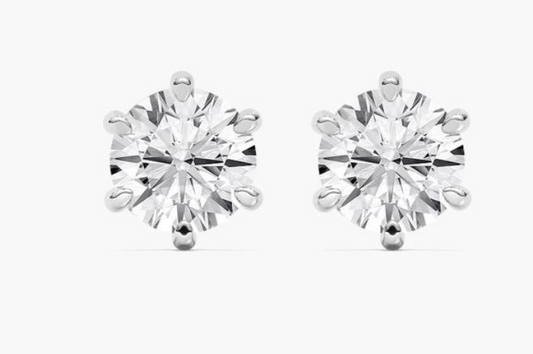 Lab-Grown 4ct. Six Prong Round Studs