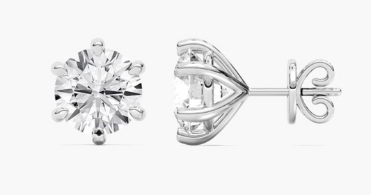 Lab-Grown 4ct. Six Prong Round Studs