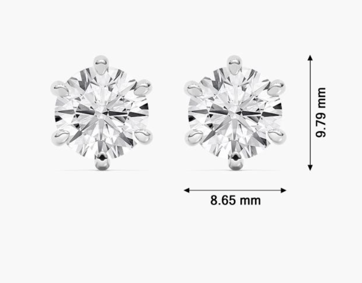 Lab-Grown 4ct. Six Prong Round Studs
