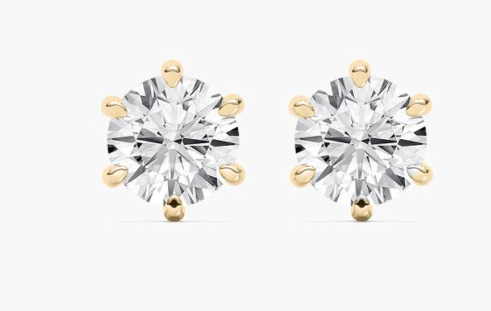 Lab-Grown 4ct. Six Prong Round Studs