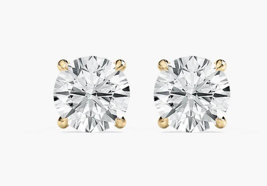 Natural 2ct. Round Studs With Hidden Halo