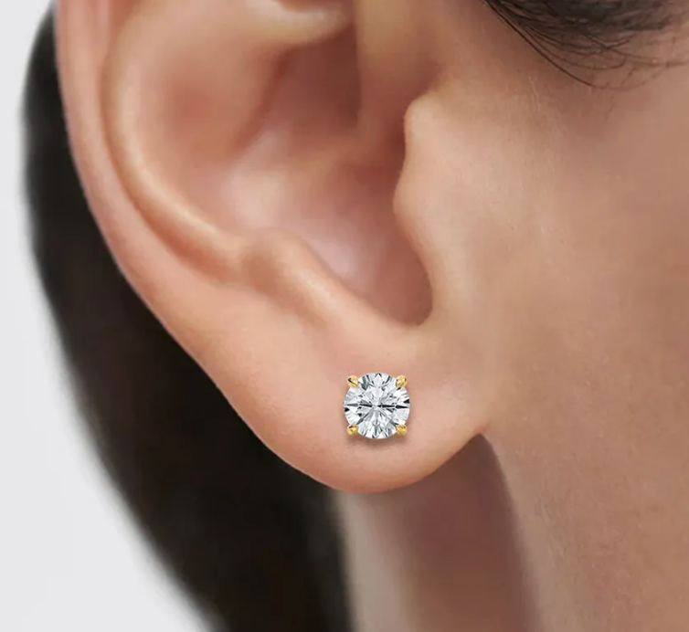 Natural 2ct. Round Studs With Hidden Halo