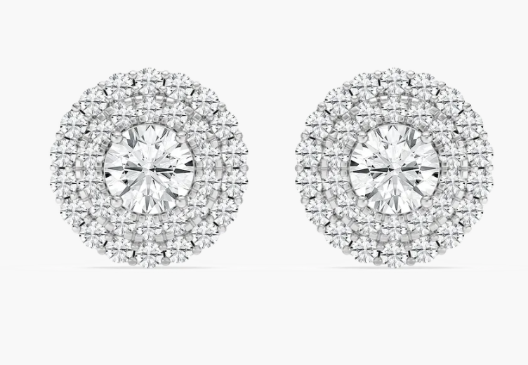Natural Double Halo 2ct. Studs