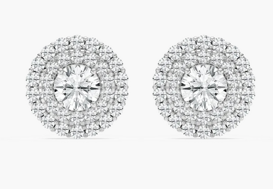 Natural Double Halo 2ct. Studs