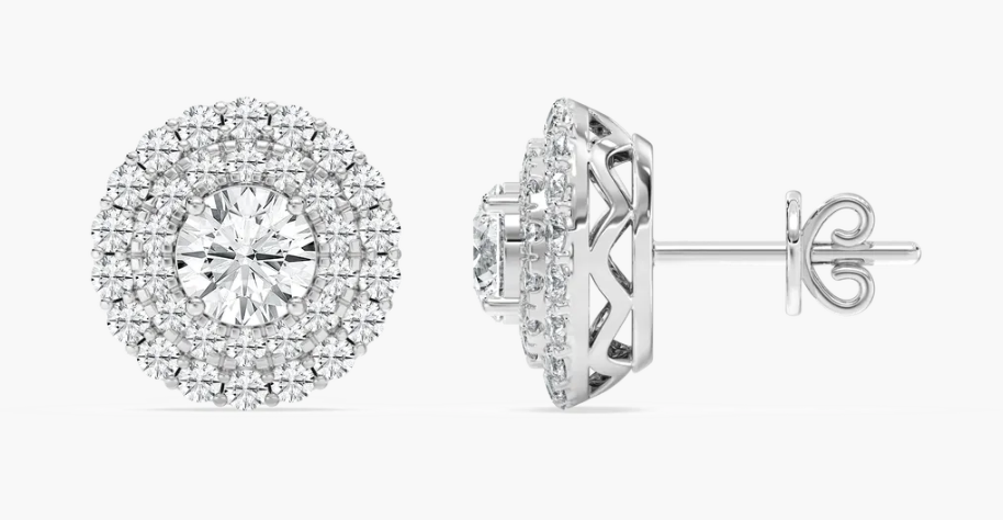 Natural Double Halo 2ct. Studs