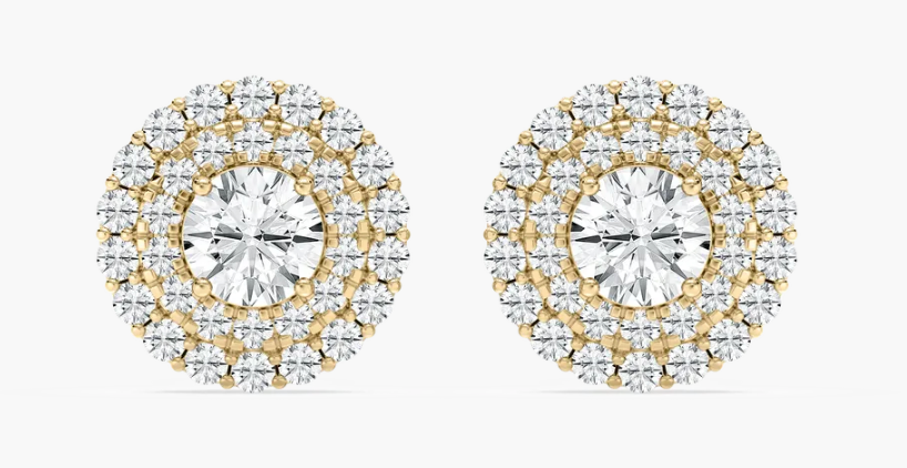 Natural Double Halo 2ct. Studs