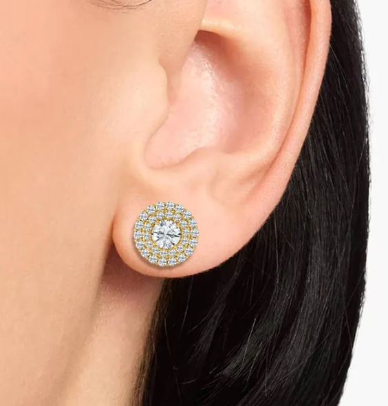 Natural Double Halo 2ct. Studs