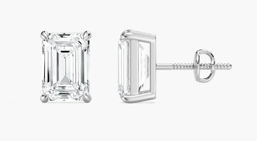 Lab-Grown 4ct. Emerald Studs