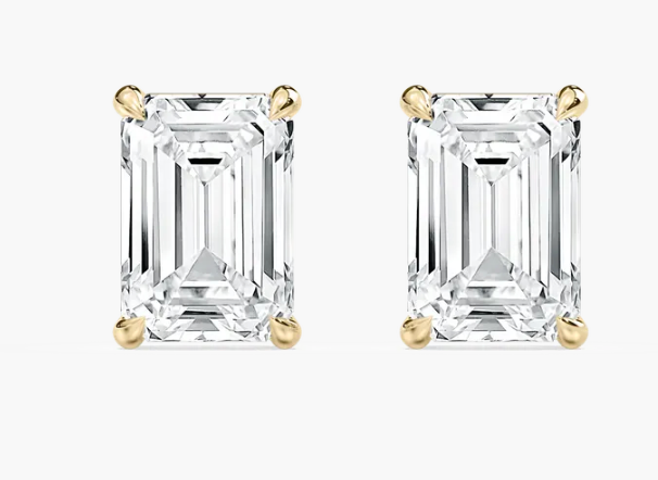 Lab-Grown 4ct. Emerald Studs