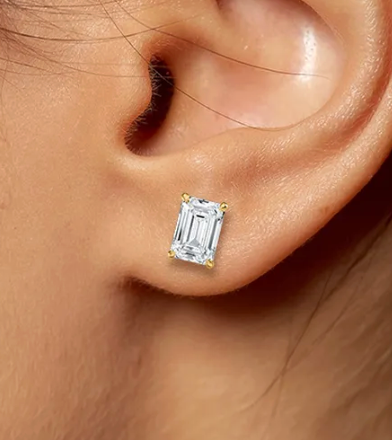 Lab-Grown 4ct. Emerald Studs