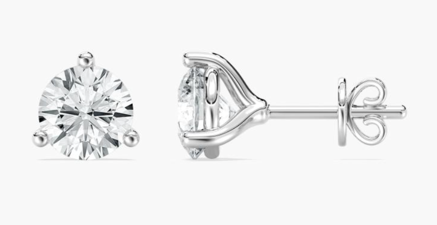 Natural 1ct. Round Martini Set Studs