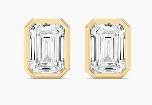 Natural 2ct. Bezel Set Emerald Cut Studs